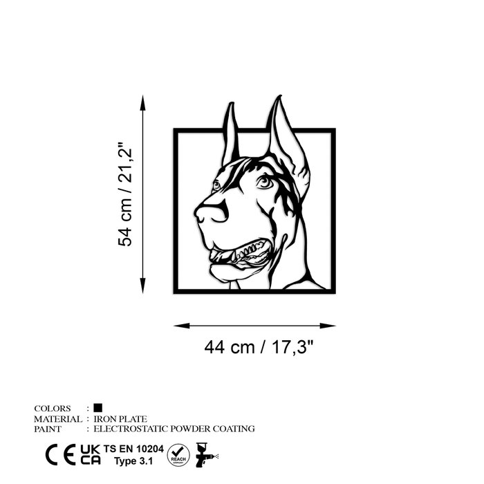 Wallity Doberman Escultura de pared de metal negra